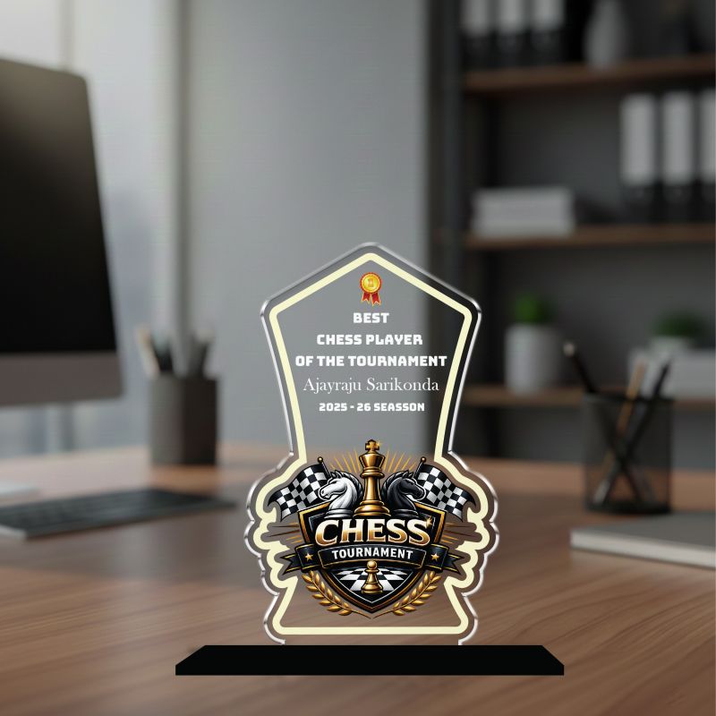 Personalized Chess Tournament Award Trophy Customized Best Chess Player Award for Schools, Clubs, and Corporate Events UV Printed Acrylic Trophy